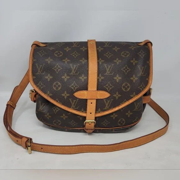 Louis Vuitton Saumur 30 Monogram Canvas Shoulder Crossbody Hand Bag Vintage Auth - Picture 1 of 13